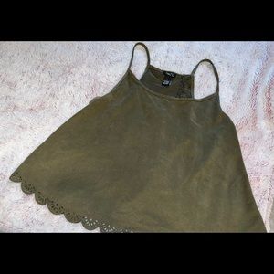 Green crop top flowy tank.